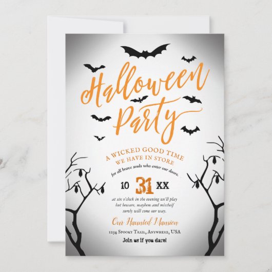Invitation de la fête d'Halloween (Devant)