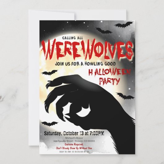 Invitation de la fête d'Halloween (Devant)