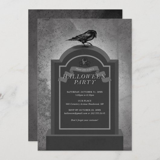 Invitation de la fête d'Halloween (Devant / Derrière)