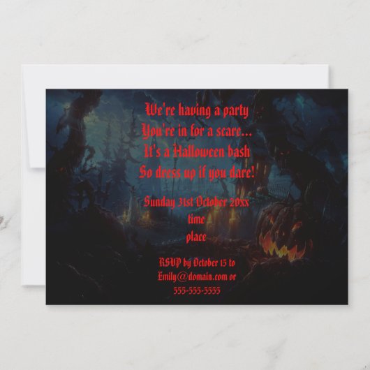 Invitation de la fête d'Halloween (Dos)