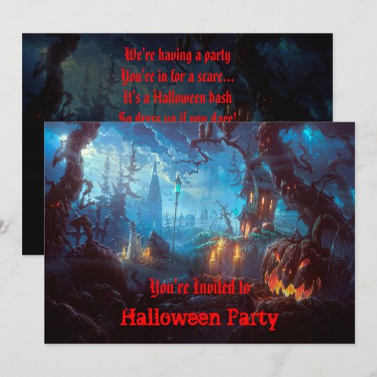 Invitation de la fête d'Halloween (Devant / Derrière)