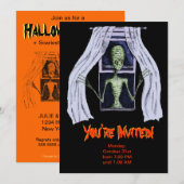 Invitation de la fête d'Halloween - Alien de fenêt (Devant / Derrière)