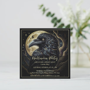 Invitation de la fête d'Halloween aux oiseaux noir