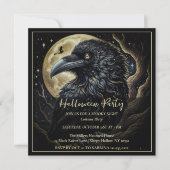 Invitation de la fête d'Halloween aux oiseaux noir (Devant)