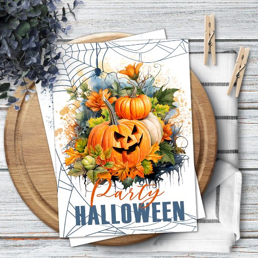 Invitation de la fête d'Halloween avec Citrouilles