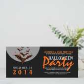 Invitation de la fête d'Halloween Bats noirs et or (Debout devant)