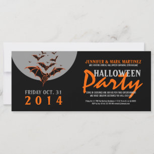 Invitation de la fête d'Halloween Bats noirs et or