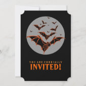 Invitation de la fête d'Halloween Bats noirs et or (Dos)