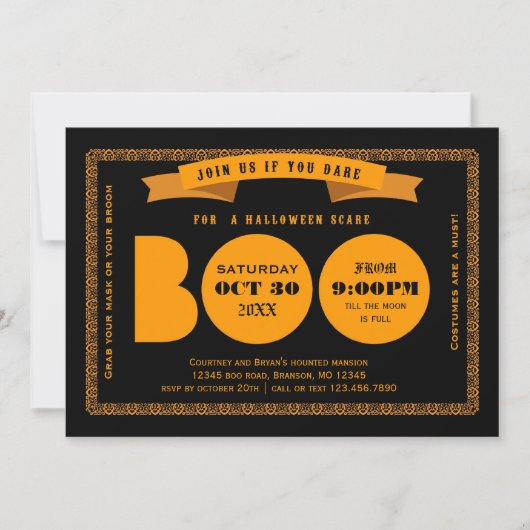 Invitation de la fête d'Halloween Boo (Devant)