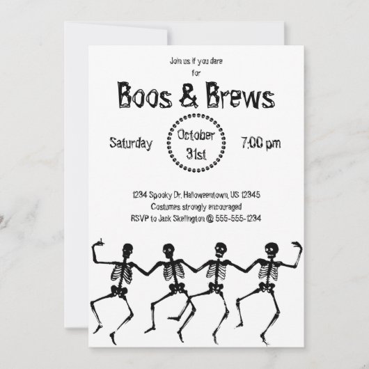 Invitation de la fête d'Halloween - Boos and Brews (Devant)