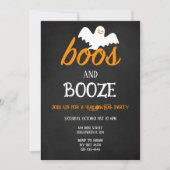 Invitation de la fête d'Halloween Boos et Booze (Devant)