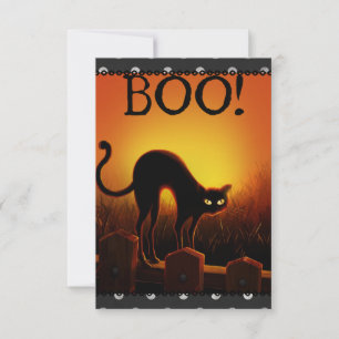 Invitation de la fête d'Halloween Chat Noir