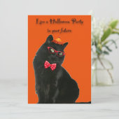 Invitation de la fête d'Halloween Chat Noir (Debout devant)