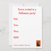 Invitation de la fête d'Halloween Chat Noir (Dos)