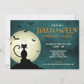 Invitation de la fête d'Halloween Chat Noir (Devant)