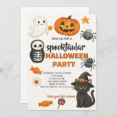 Invitation de la fête d'Halloween Chat Noir (Devant / Derrière)