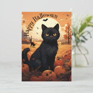 Invitation de la fête d'Halloween Chat Noir