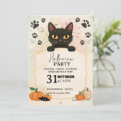 Invitation de la fête d'Halloween Chat Noir | Cute (Debout devant)