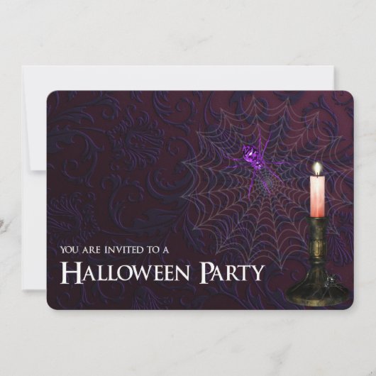 Invitation de la fête d'Halloween Cobweb, Spider & (Devant)