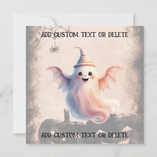 Invitation de la fête d'Halloween Cute Ghost Texte (Devant)