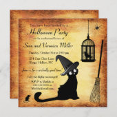 Invitation de la fête d'Halloween de sorcière (Devant / Derrière)