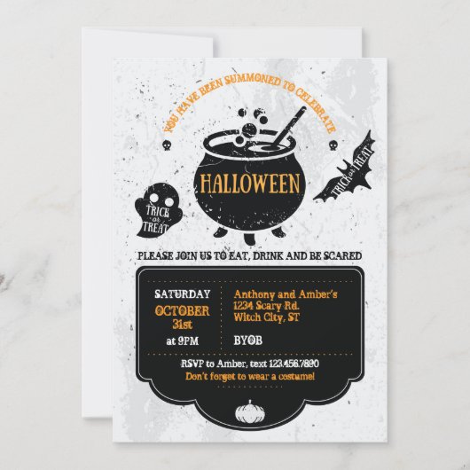 Invitation de la fête d'Halloween de Witch (Devant)