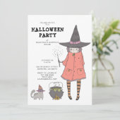 Invitation de la fête d'Halloween de Witch Kid (Debout devant)