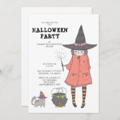 Invitation de la fête d'Halloween de Witch Kid (Devant / Derrière)