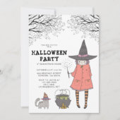 Invitation de la fête d'Halloween de Witch Kid (Devant)