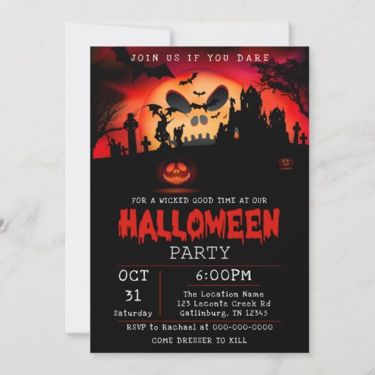 Invitation de la fête d'Halloween Déplaisante (Devant)