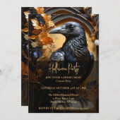 Invitation de la fête d'Halloween du Corbeau noir (Devant / Derrière)