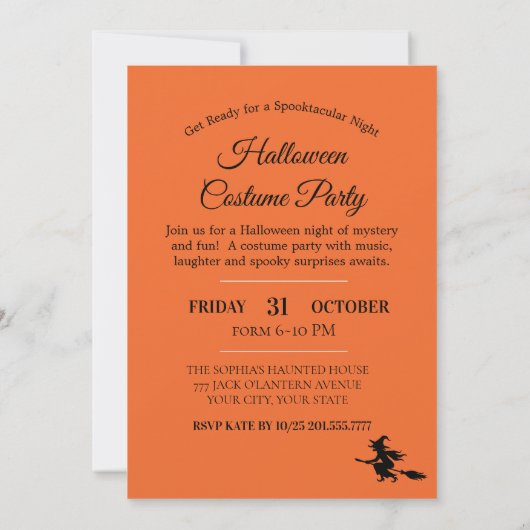 Invitation de la fête d'Halloween éffrayante (Dos)