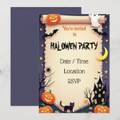Invitation de la fête d'Halloween éffrayante (Devant / Derrière)