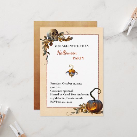Invitation de la fête d'Halloween éffrayante (Devant/Arrière en situation)