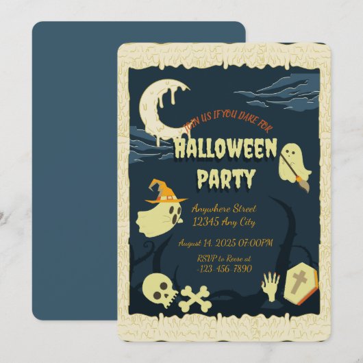 Invitation de la fête d'Halloween éffrayante (Devant / Derrière)