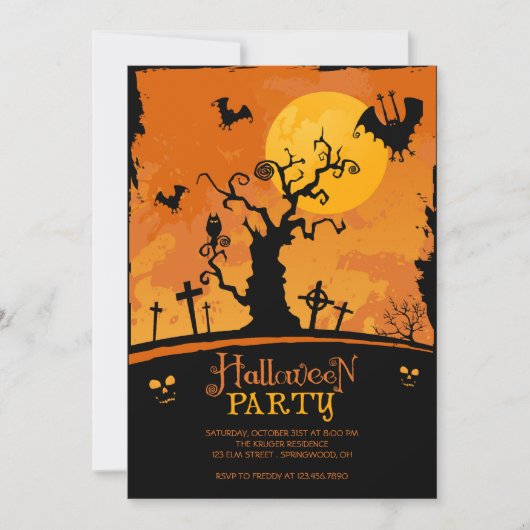 Invitation de la fête d'Halloween éffrayante (Devant)
