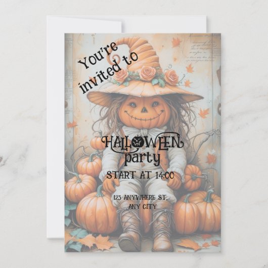 Invitation de la fête d'Halloween éffrayante (Devant)
