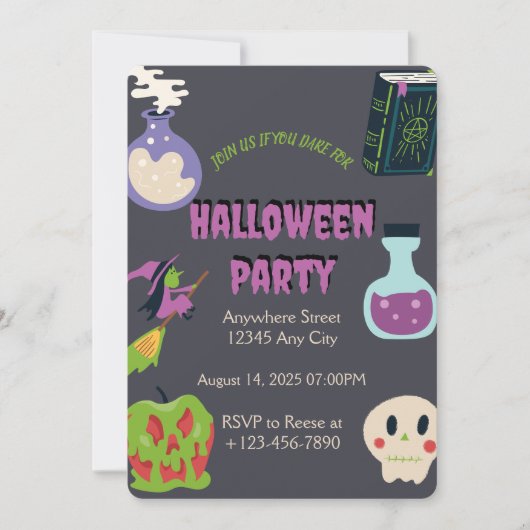 Invitation de la fête d'Halloween éffrayante (Devant)