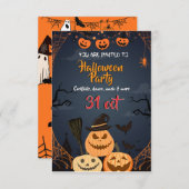 Invitation de la fête d'Halloween éffrayante (Devant / Derrière)