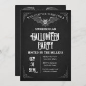 Invitation de la fête d'Halloween éffrayante chauv (Devant / Derrière)