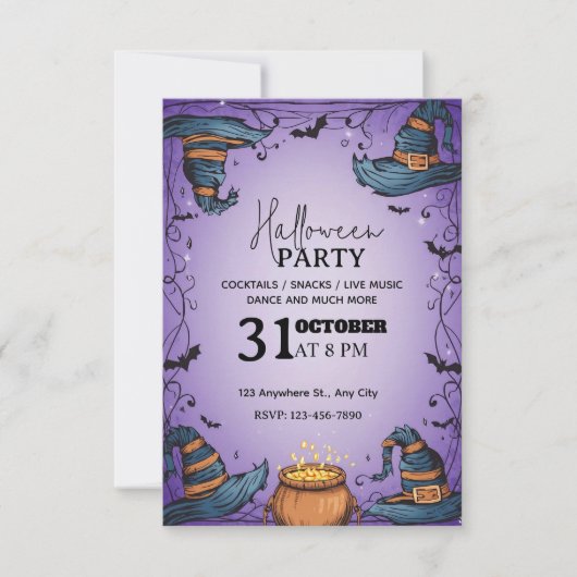 Invitation de la fête d'Halloween éffrayante - mod (Devant)