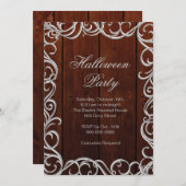 Invitation de la fête d'Halloween en bois (Devant / Derrière)