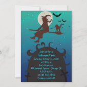 Invitation de la fête d'Halloween en sorcière et c (Devant)