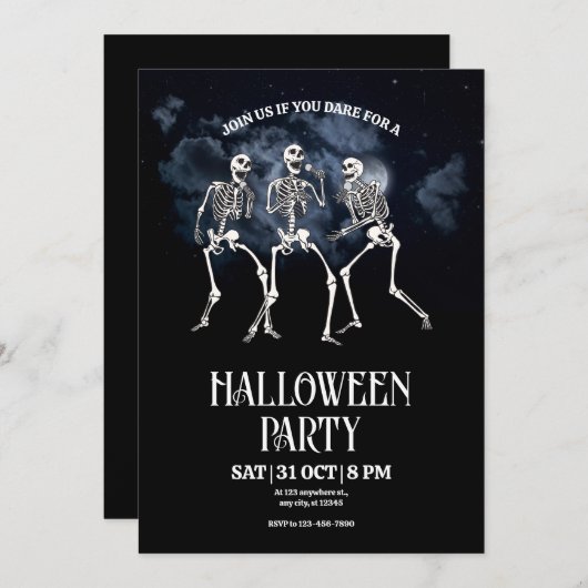 Invitation de la fête d'Halloween, fête d'Hallowee (Devant / Derrière)