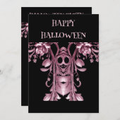 Invitation de la fête d'Halloween Ghost rose (Devant / Derrière)