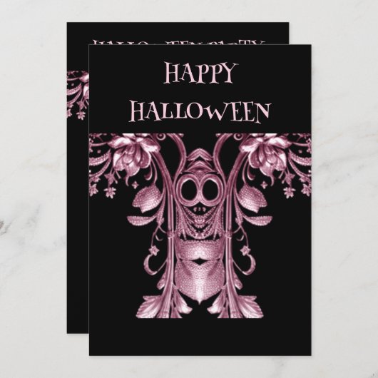 Invitation de la fête d'Halloween Ghost rose (Devant / Derrière)