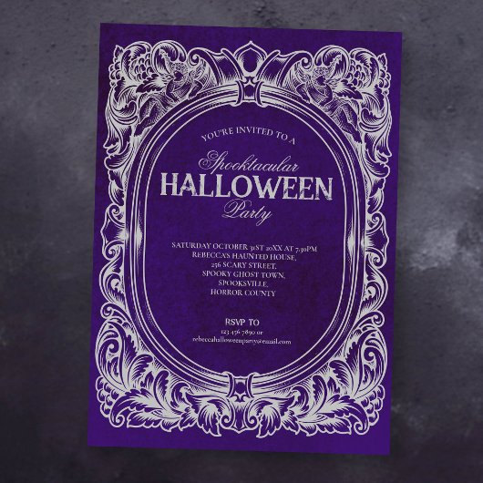 Invitation de la fête d'Halloween gothique violet