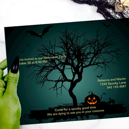 Invitation de la fête d'Halloween Grunge Vert éffr