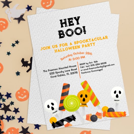Invitation de la fête d'Halloween Hey Boo Enfants