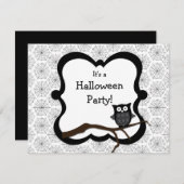 Invitation de la fête d'Halloween - hibou (Devant / Derrière)